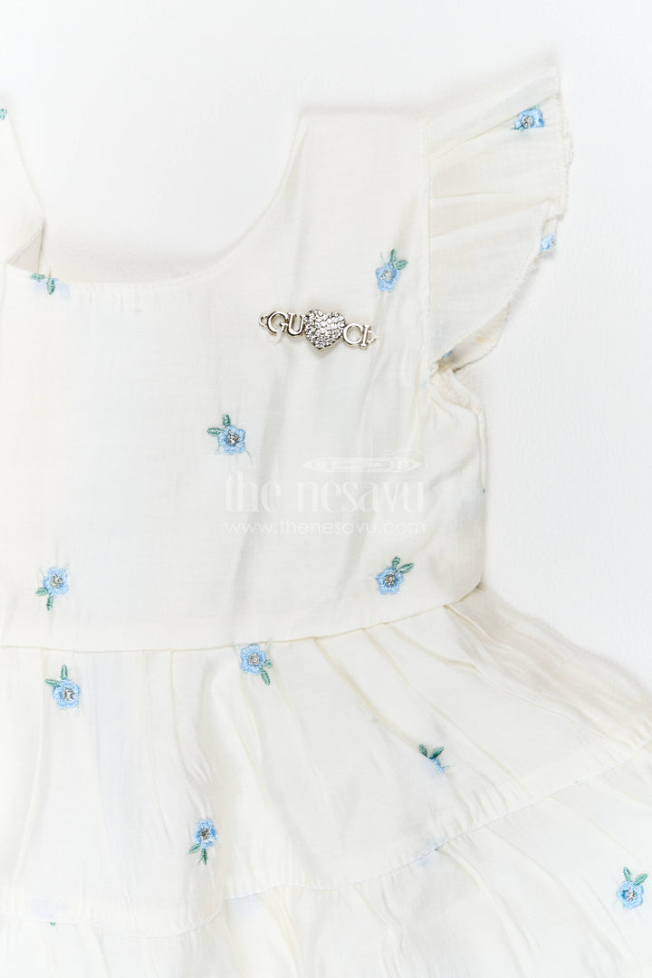 Chanderi Dress for Girls with Thread Embroidery for Festive Occasions