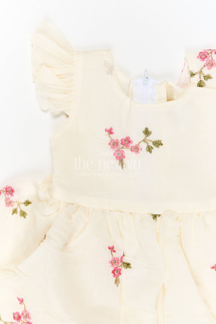 Chanderi Dress for Girls in Cream for Family Celebrations