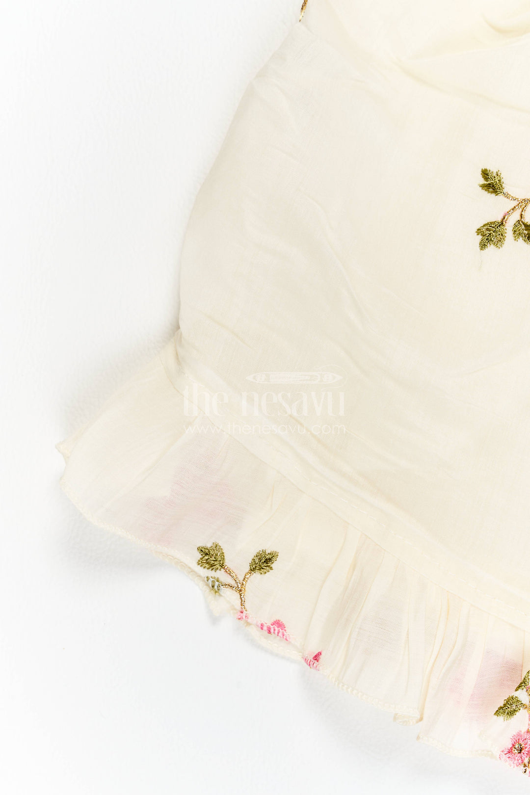 Chanderi Dress for Girls in Cream for Family Celebrations