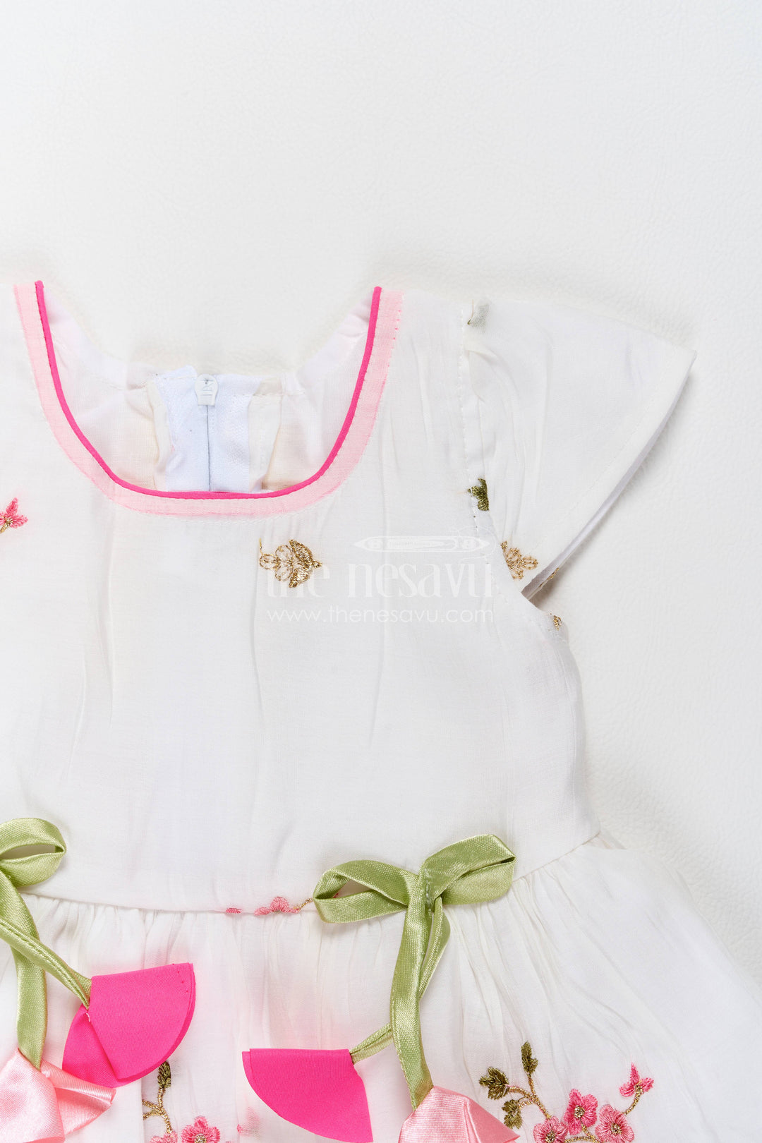 Ethnic Frock for Girls in Off White for Celebrations and Photos