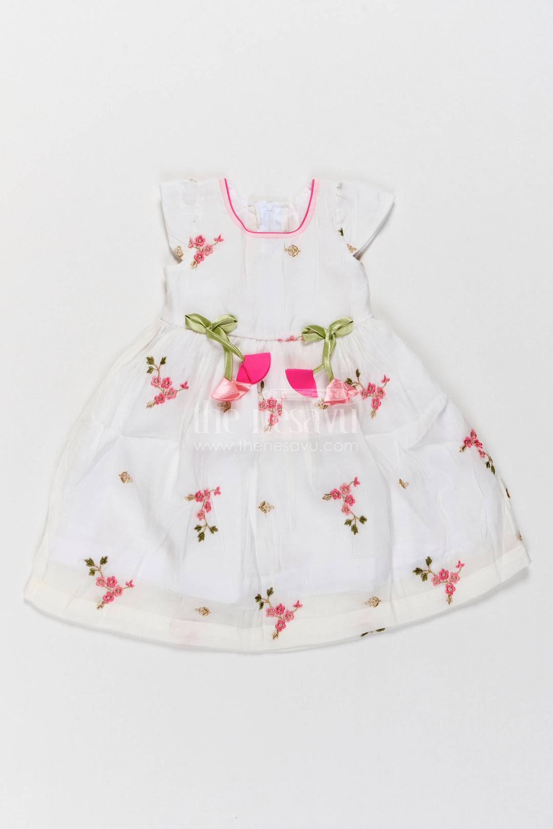 Ethnic Frock for Girls in Off White for Celebrations and Photos