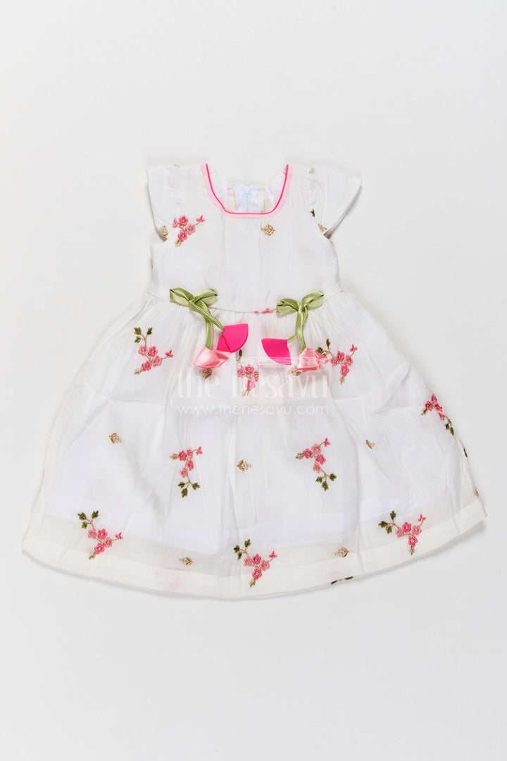 Ethnic Frock for Girls in Off White for Celebrations and Photos