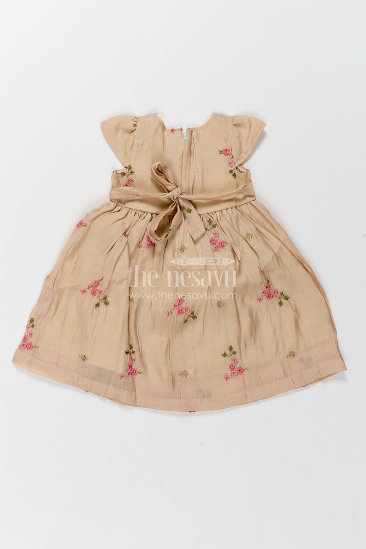 Ethnic Frock for Girls with Thread Embroidery for Weddings and Parties