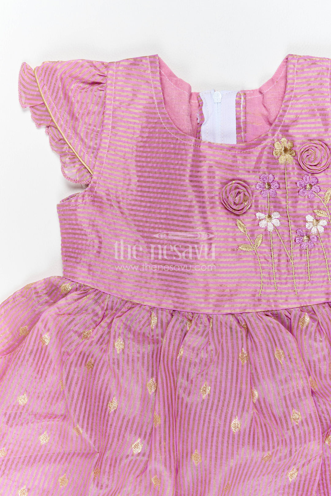 Girls Chanderi Frock in Purple with Woven Texture