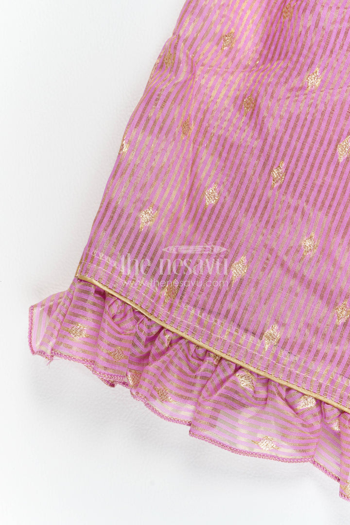 Girls Chanderi Frock in Purple with Woven Texture