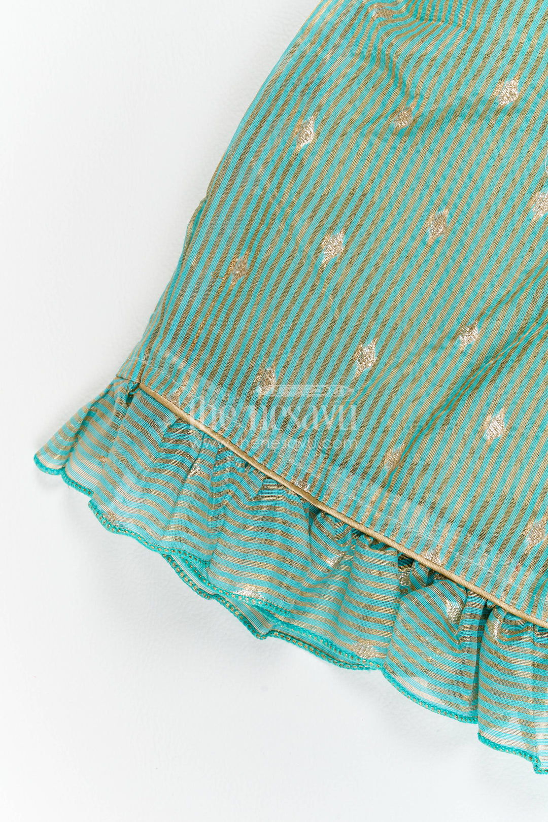 Chanderi Dress for Girls in Green for Family Celebrations