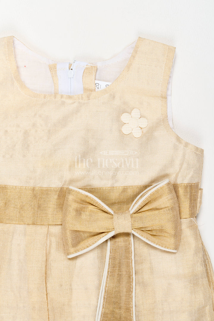 Cotton Dress for Girls with Woven Texture for Festive Occasions