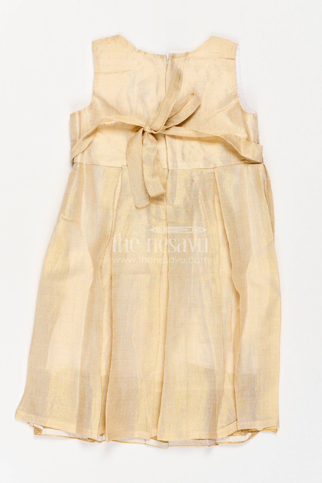 Cotton Dress for Girls with Woven Texture for Festive Occasions