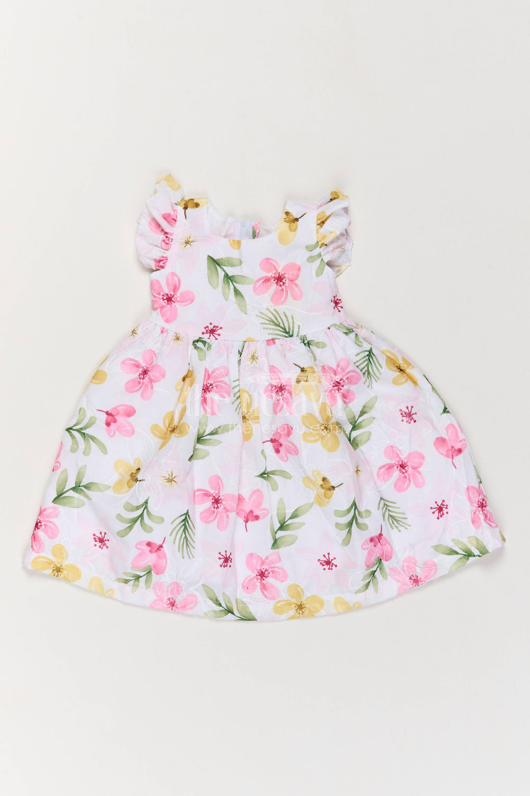 Girls Cotton Frock in Pink with Digital Print