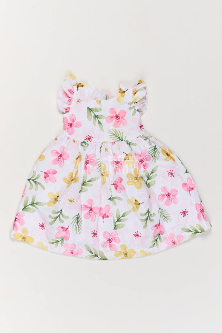 Girls Cotton Frock in Pink with Digital Print
