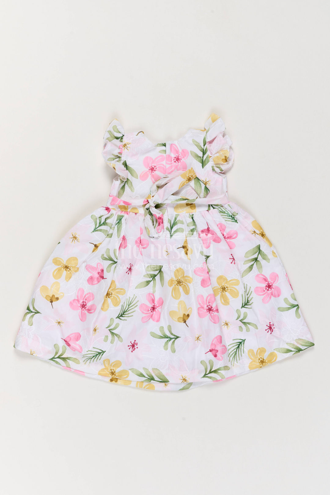 Girls Cotton Frock in Pink with Digital Print