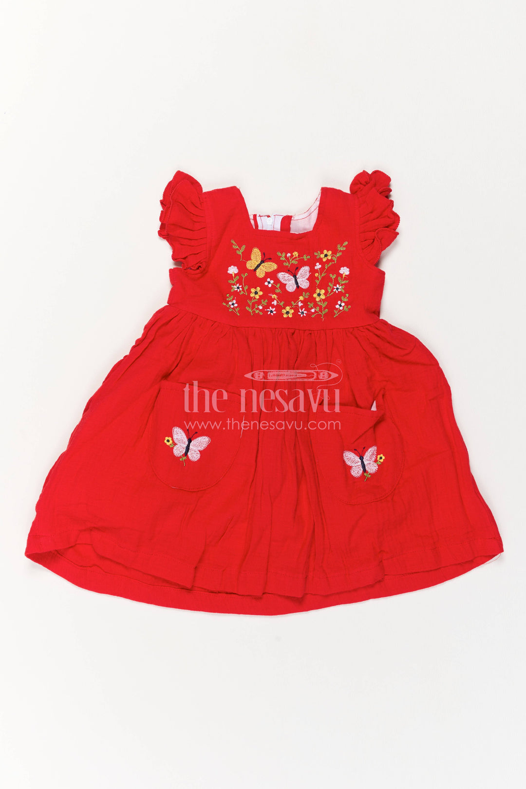 Girls Cotton Frock with Thread Embroidery for Family Functions