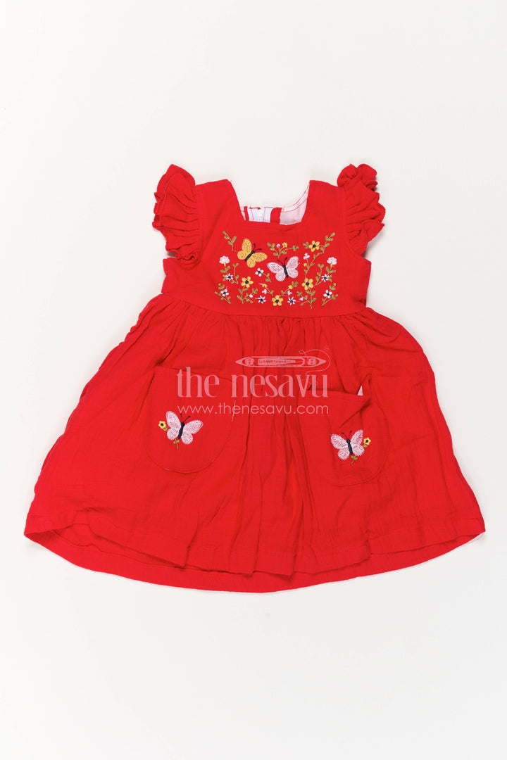 Girls Cotton Frock with Thread Embroidery for Family Functions