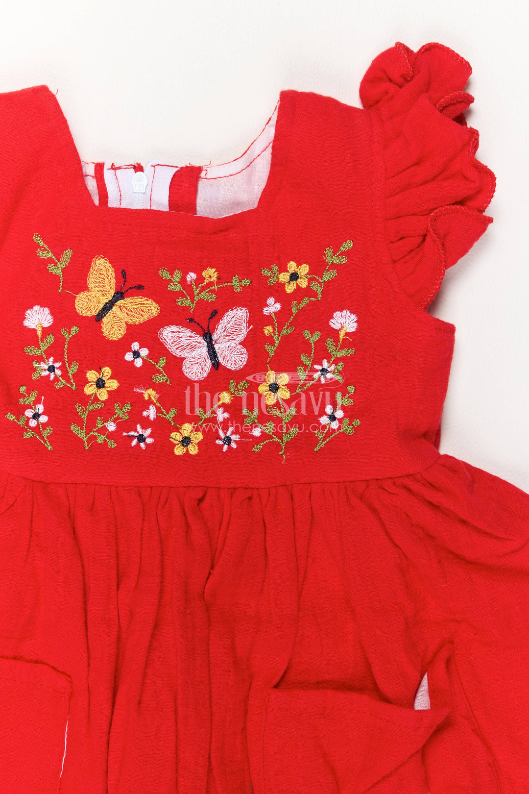 Girls Cotton Frock with Thread Embroidery for Family Functions
