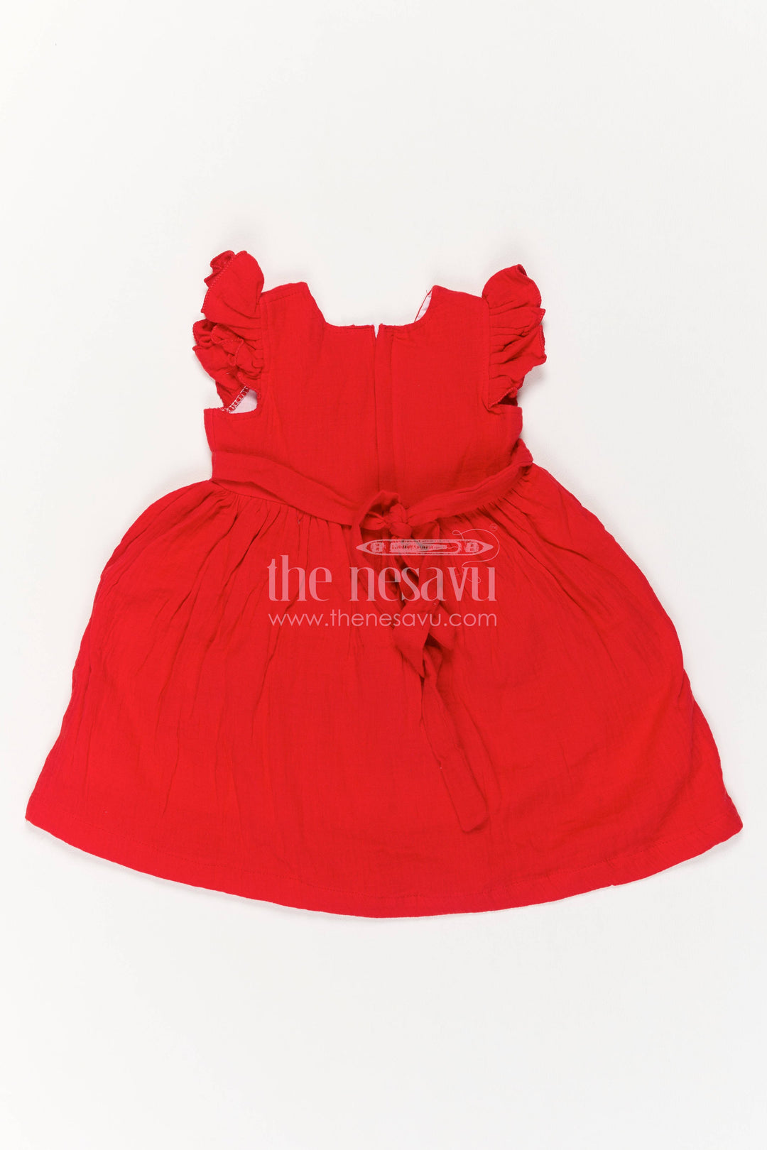 Girls Cotton Frock with Thread Embroidery for Family Functions