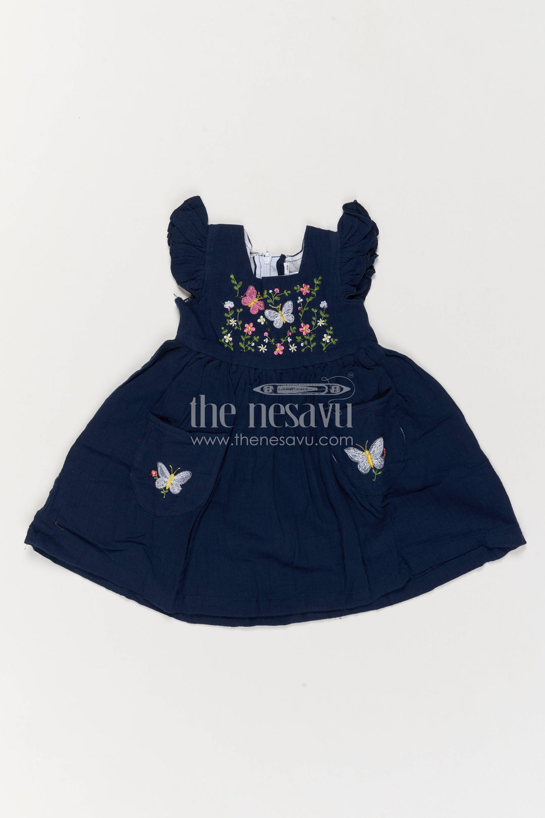 Cotton Dress for Girls in Blue with an Occasion Ready Finish