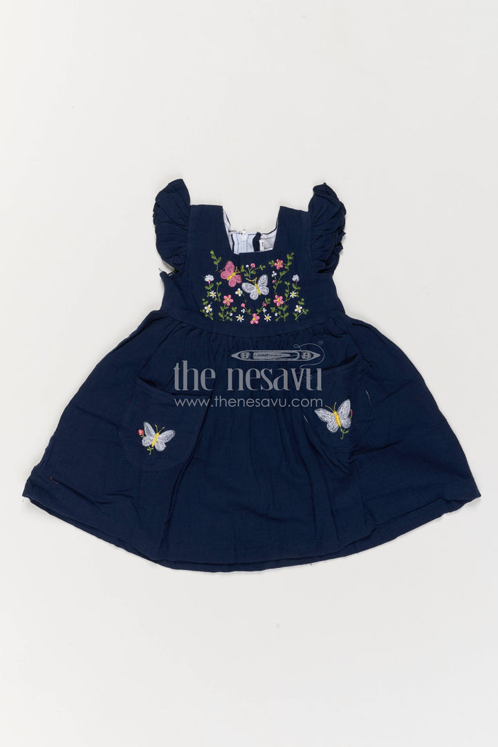 Cotton Dress for Girls in Blue with an Occasion Ready Finish
