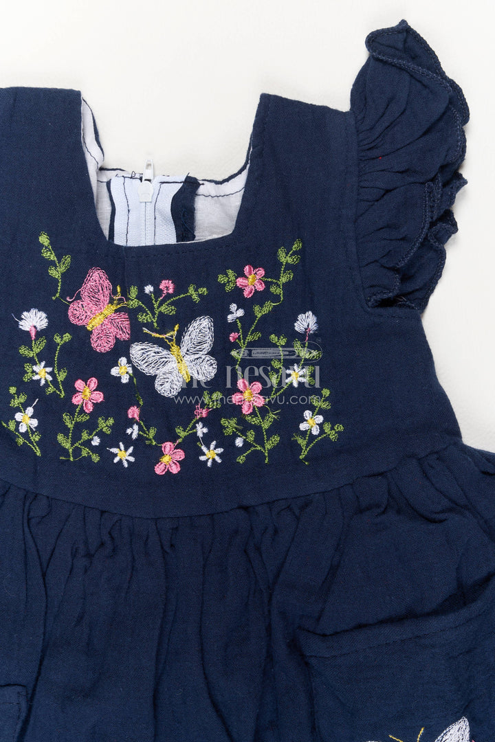 Cotton Dress for Girls in Blue with an Occasion Ready Finish
