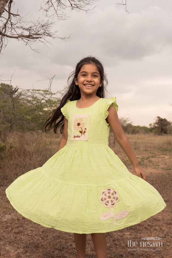 Girls Frock Dress with Thread Embroidery for Weddings and Parties
