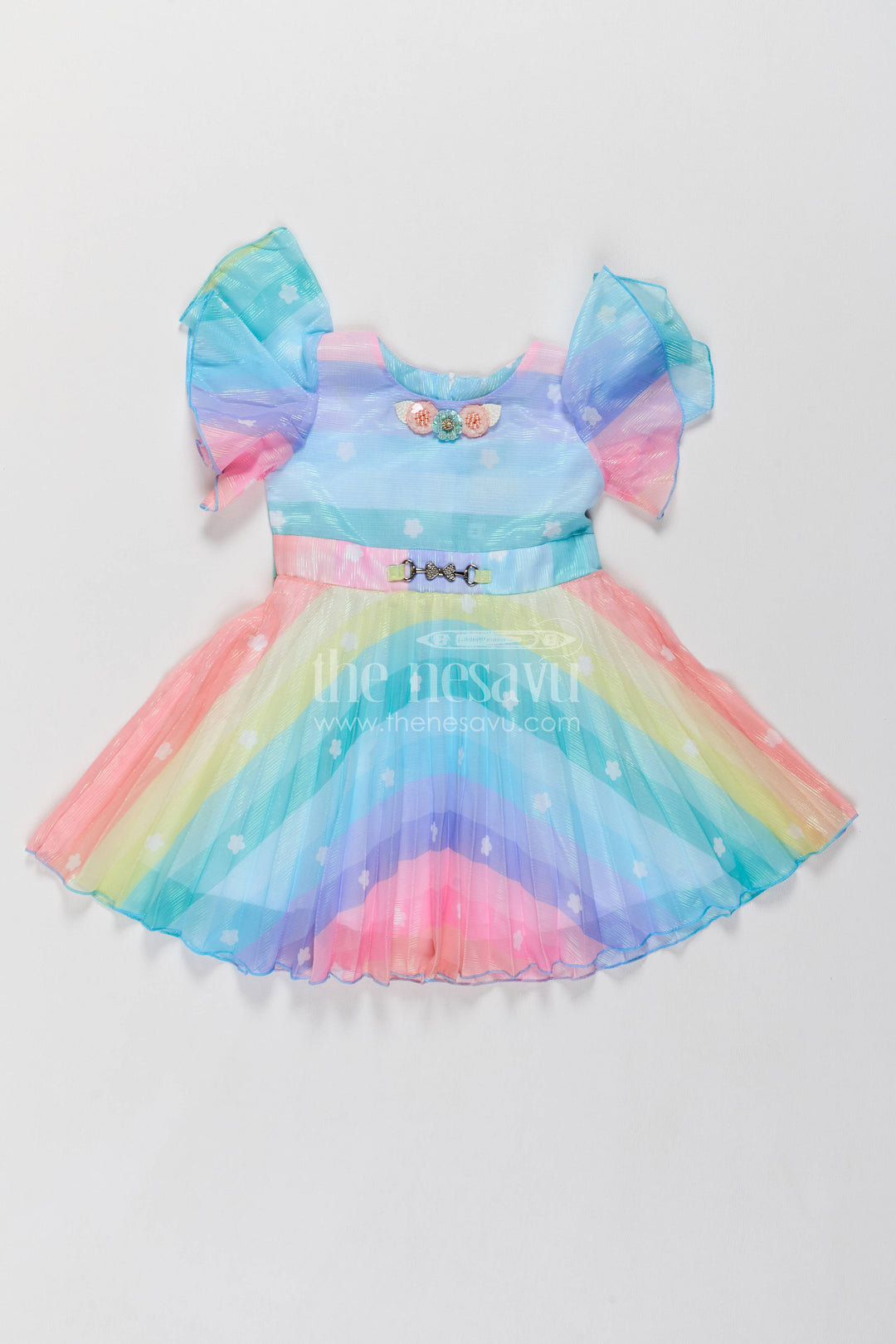Girls Fancy Frock in Multicolor with Smart Tailoring