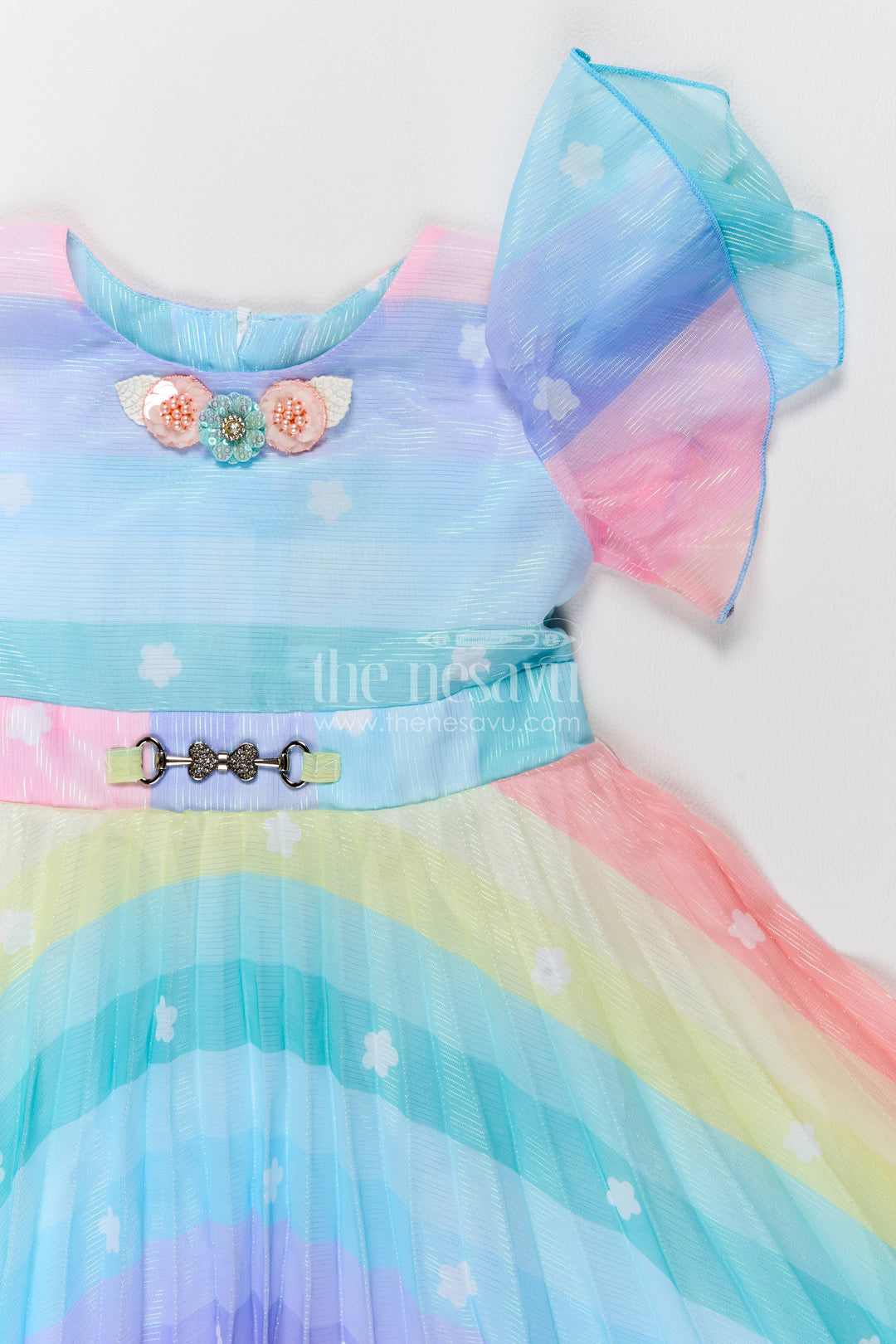 Girls Fancy Frock in Multicolor with Smart Tailoring