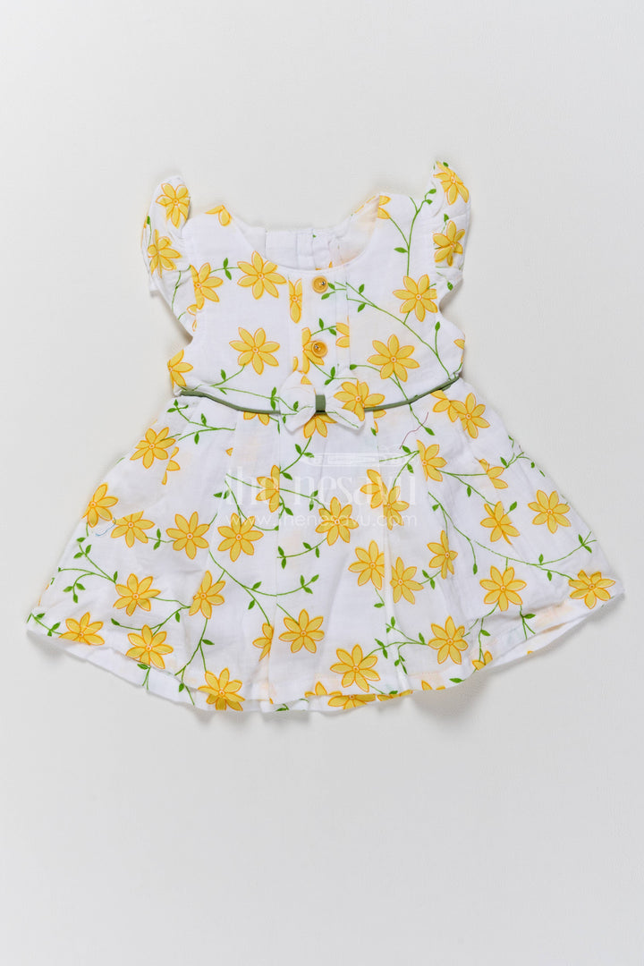 Girls Frock Dress in Yellow for Celebrations and Photos