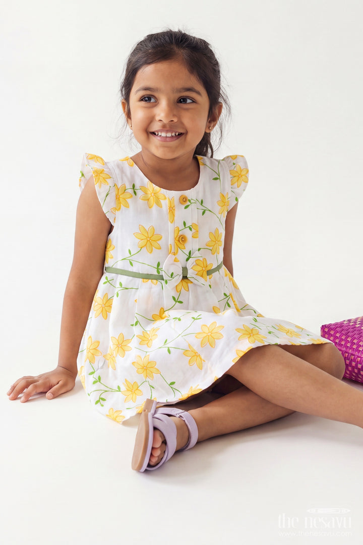 Girls Frock Dress in Yellow for Celebrations and Photos