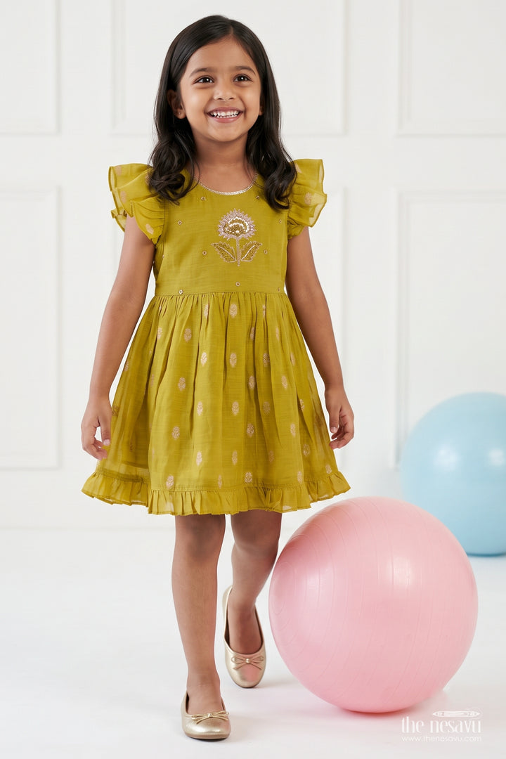 Ethnic Frock for Girls in Green for Milestone Days