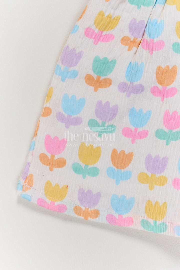 Girls Multicolour Lilac Tulip Stripes Cotton Blend Frock