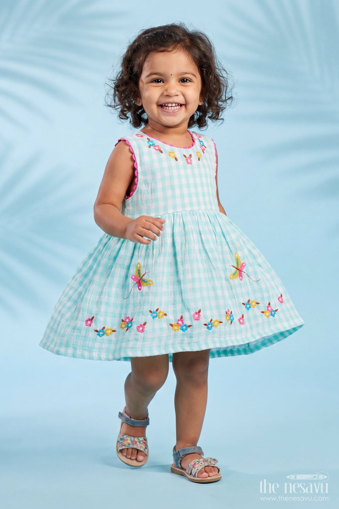 Cotton Dress for Girls in Blue for Wedding Moments