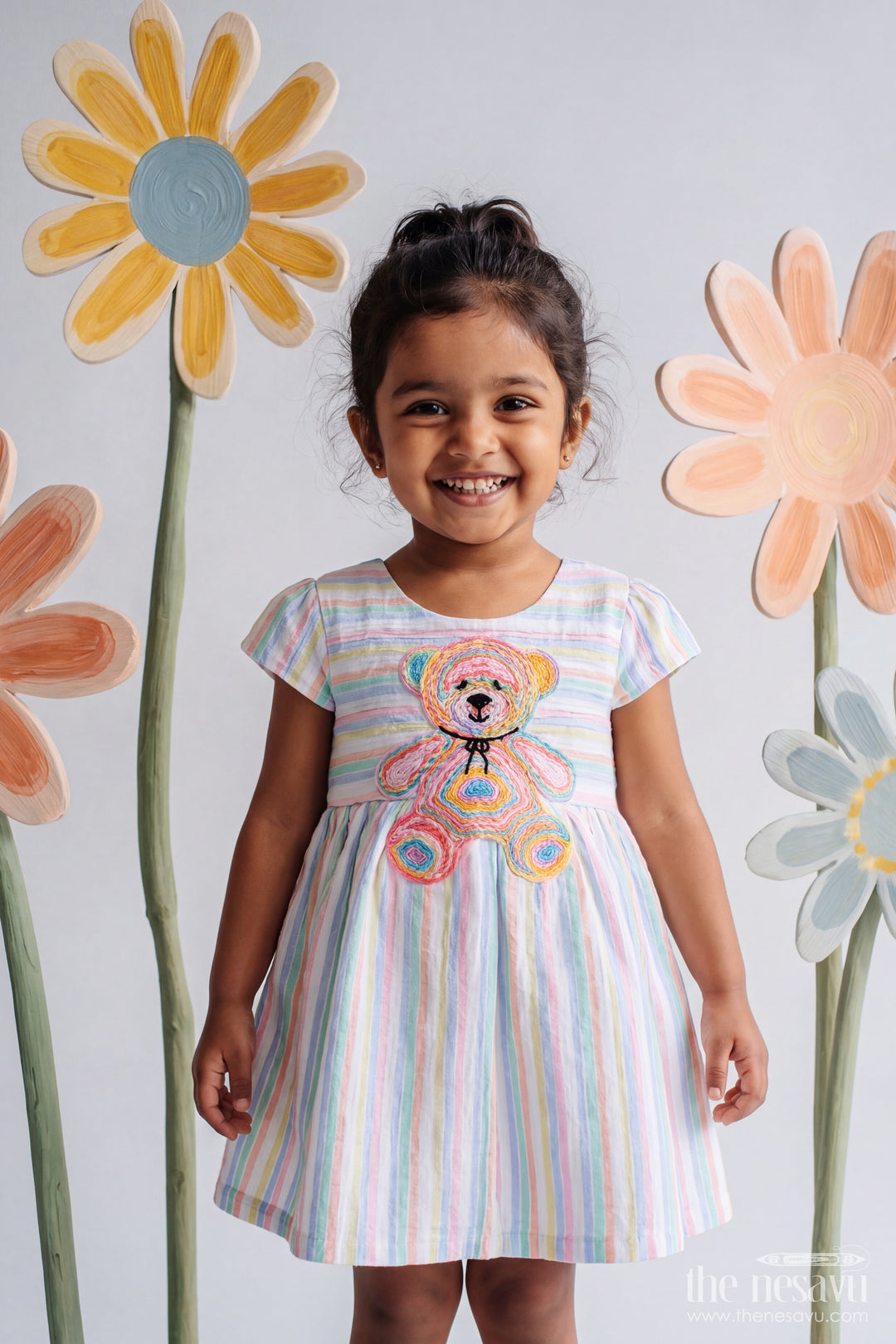 Girls Frock Dress in Multicolor for Celebrations and Photos