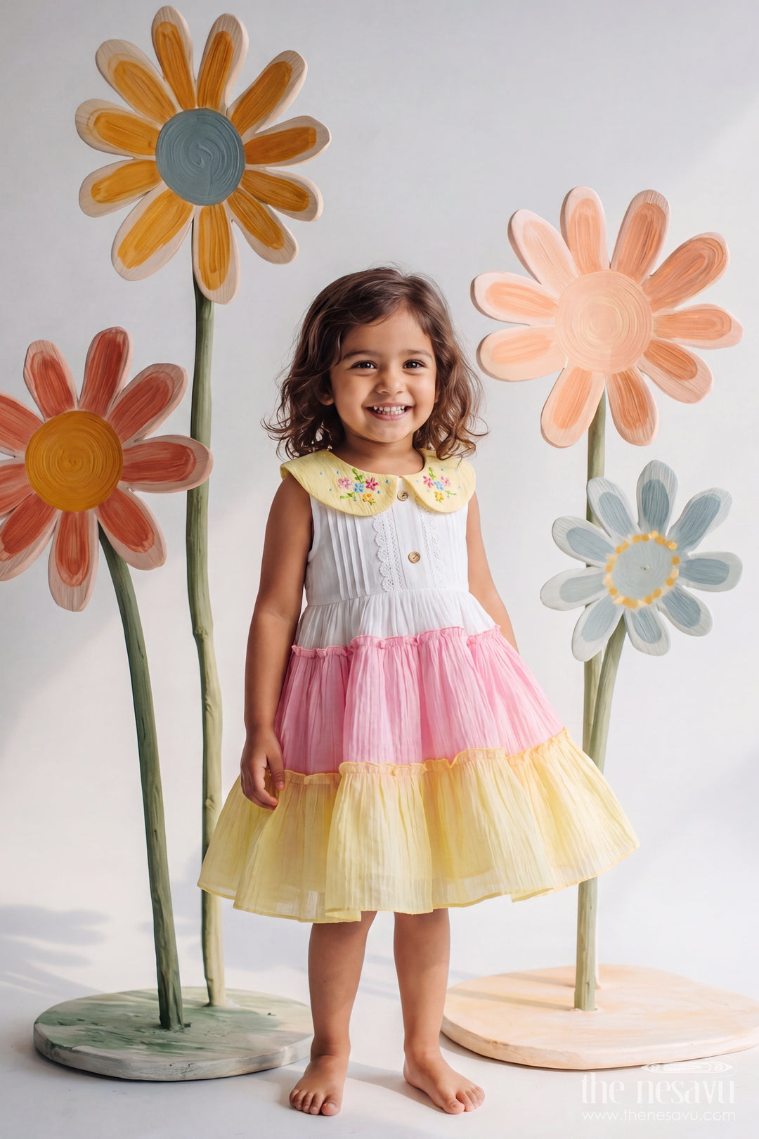 Cotton Dress for Girls in Multicolor with an Occasion Ready Finish