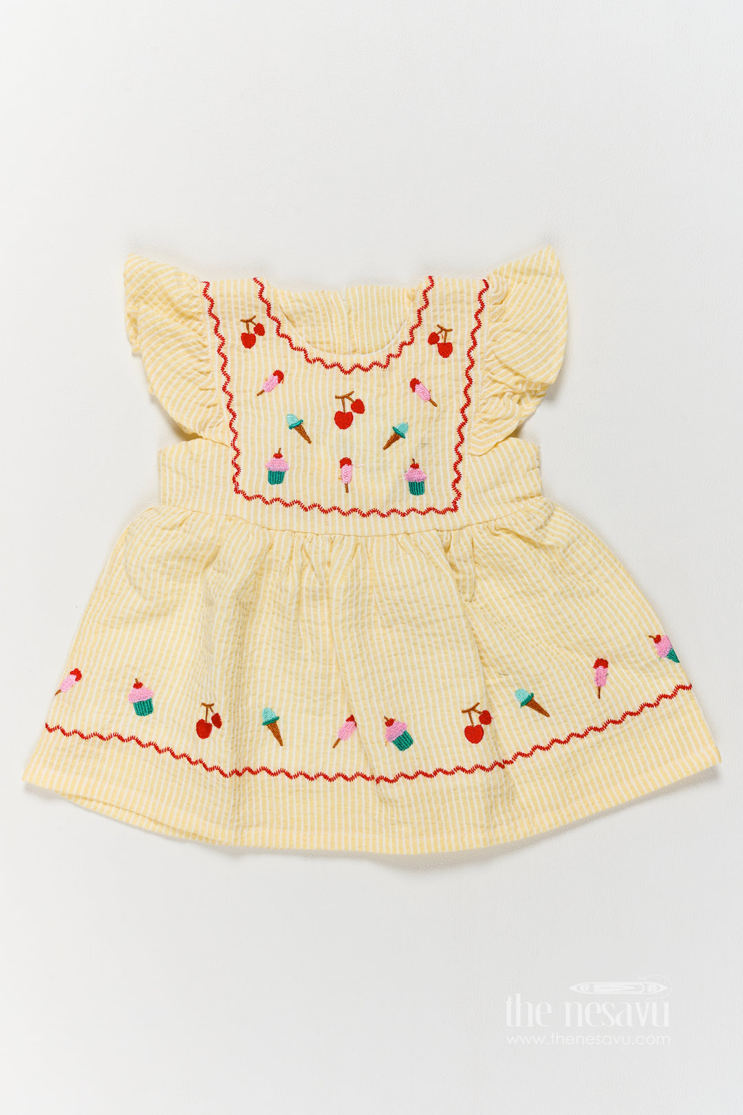 Girls Cotton Frock in Yellow for Special Functions