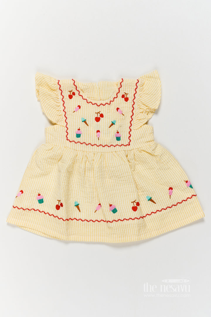 Girls Cotton Frock in Yellow for Special Functions