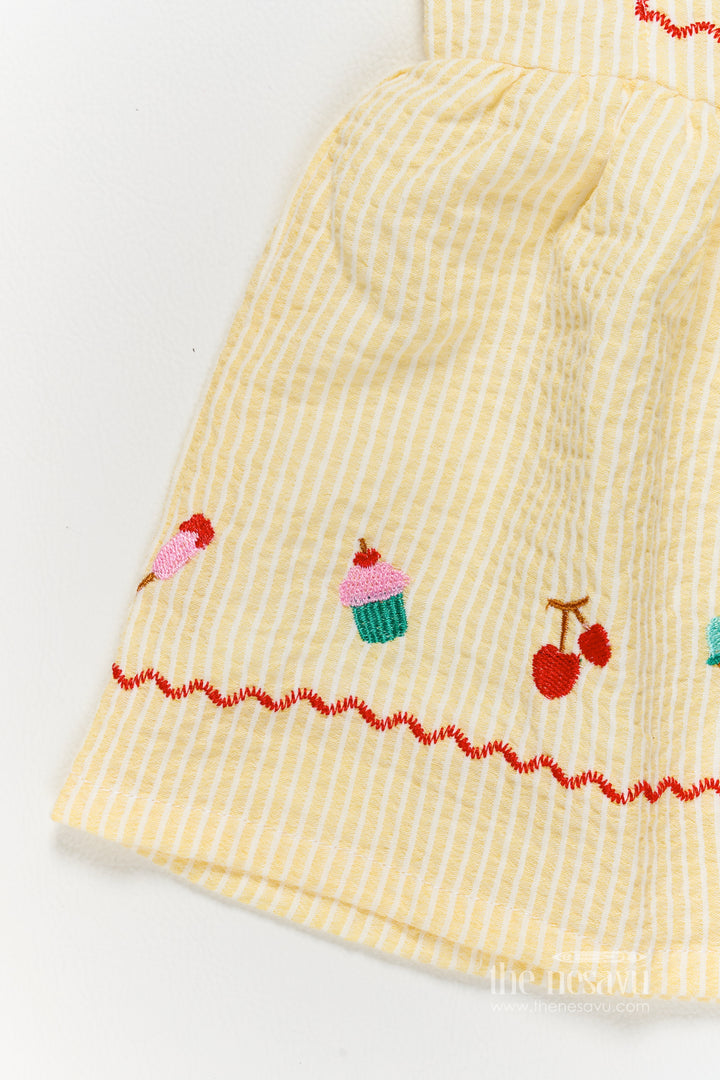 Girls Cotton Frock in Yellow for Special Functions