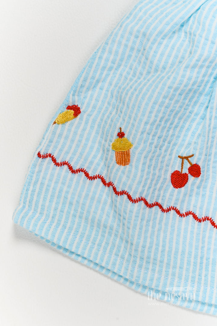 Cotton Dress for Girls in Blue for Milestone Days