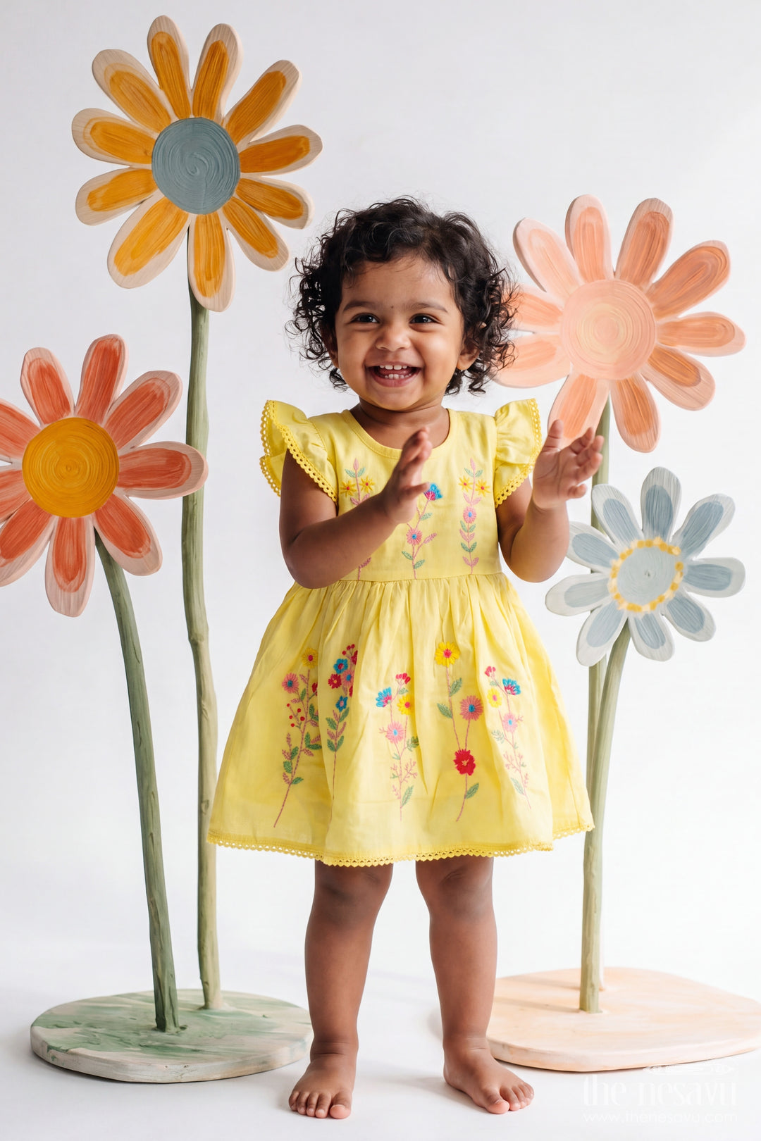 Girls Fancy Frock with Thread Embroidery for Family Functions