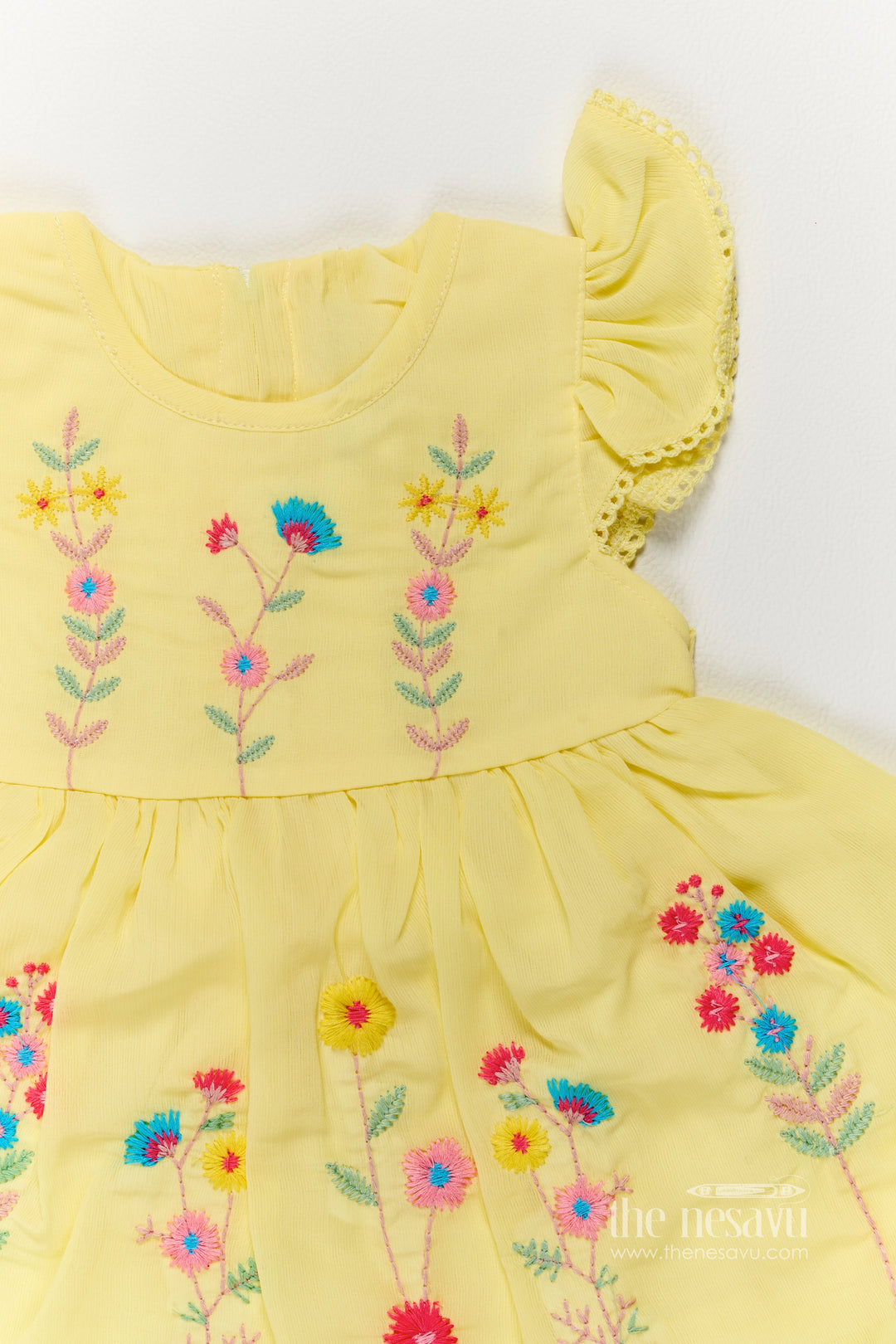 Girls Fancy Frock with Thread Embroidery for Family Functions