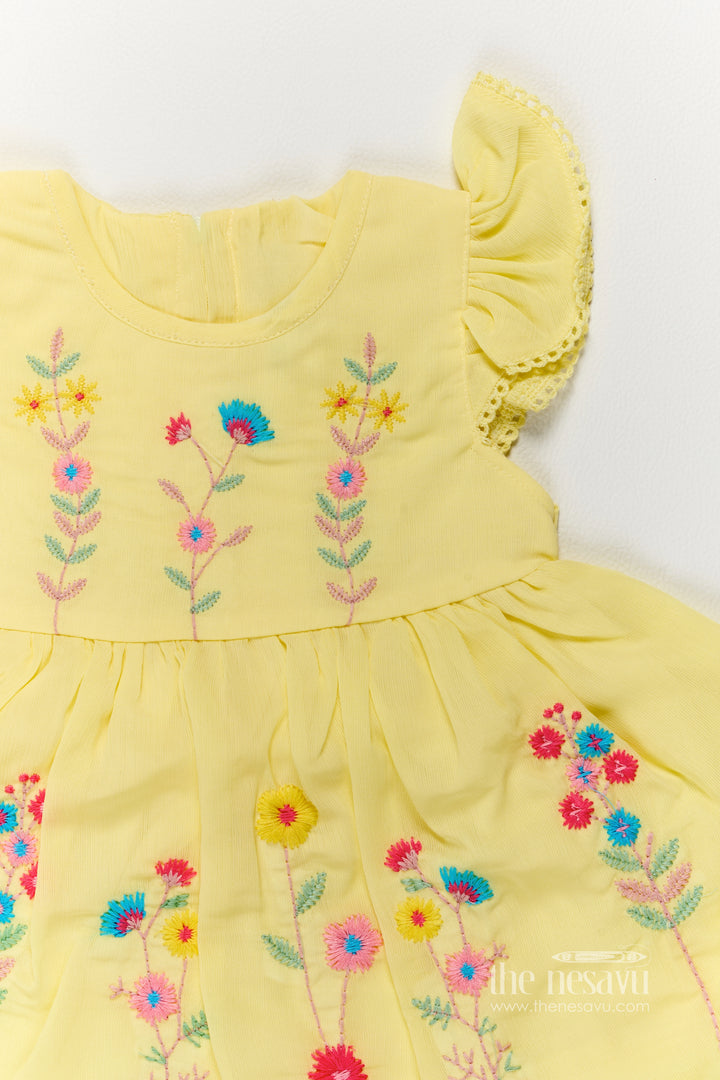 Girls Fancy Frock with Thread Embroidery for Family Functions