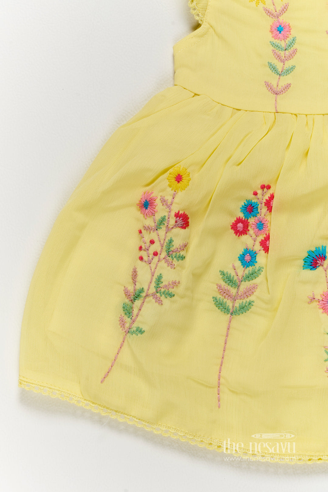 Girls Fancy Frock with Thread Embroidery for Family Functions