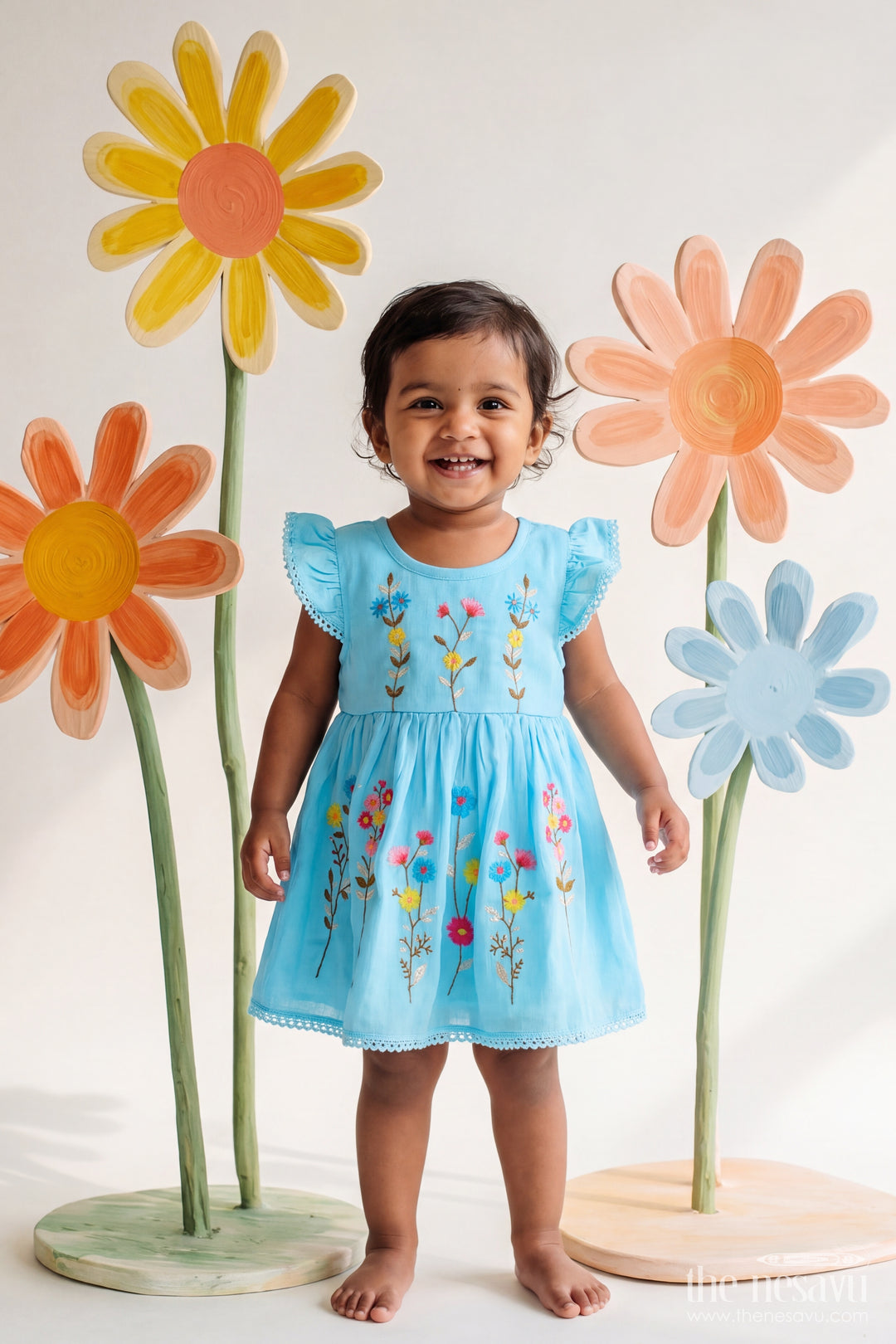 Designer Frock for Girls in Blue with an Occasion Ready Finish