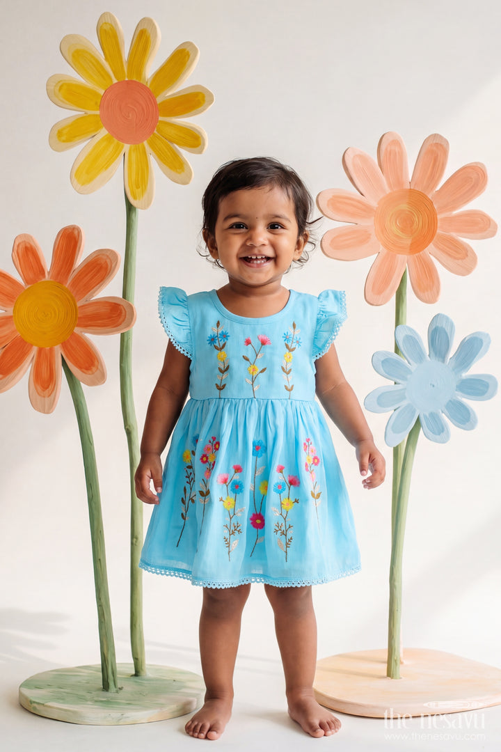 Designer Frock for Girls in Blue with an Occasion Ready Finish