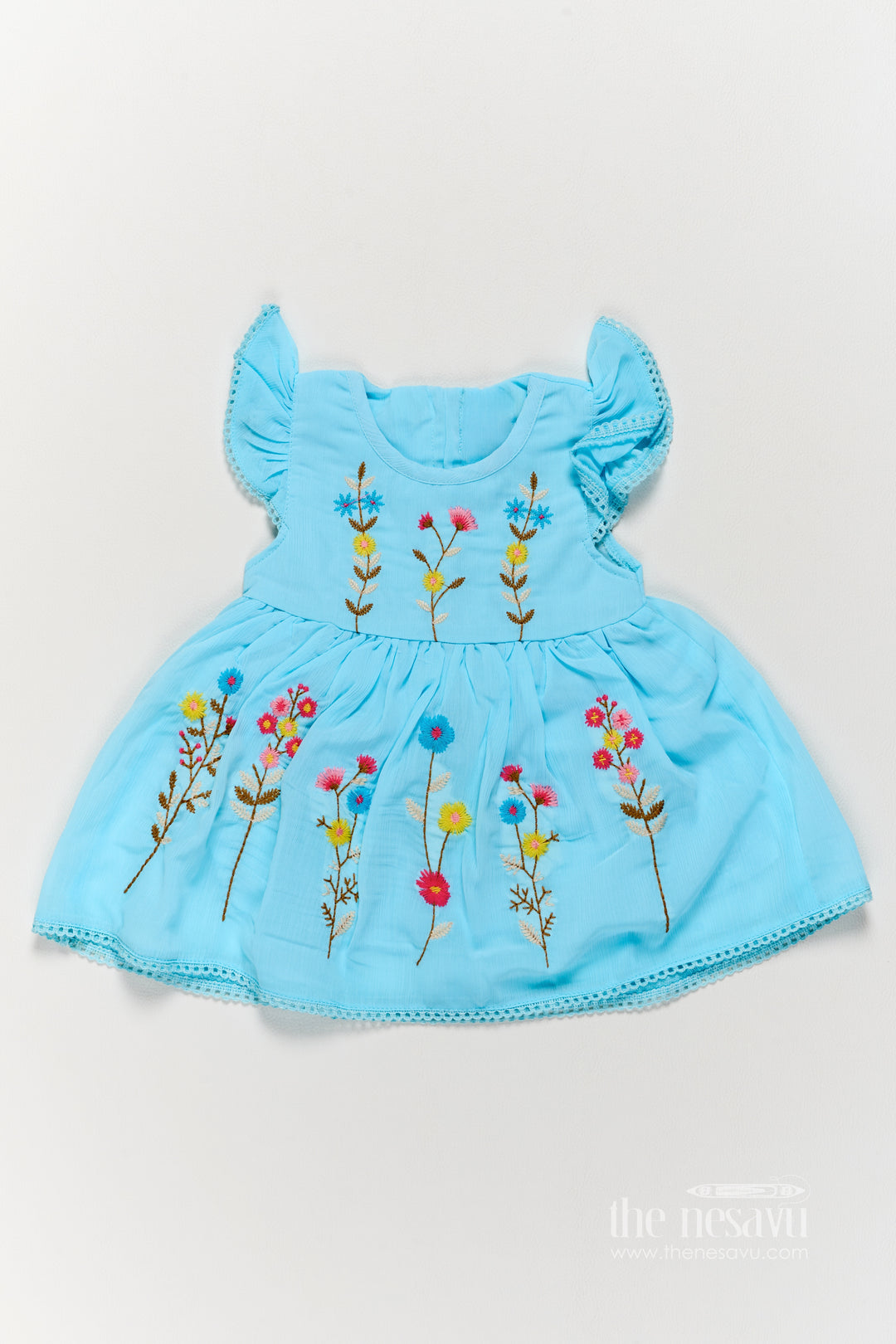 Designer Frock for Girls in Blue with an Occasion Ready Finish