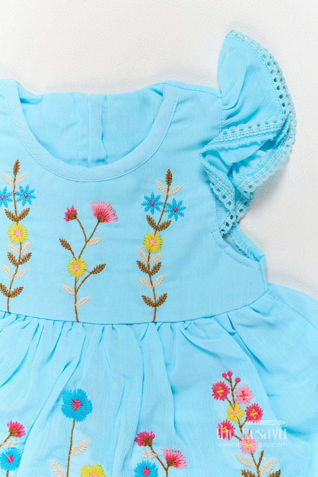 Designer Frock for Girls in Blue with an Occasion Ready Finish