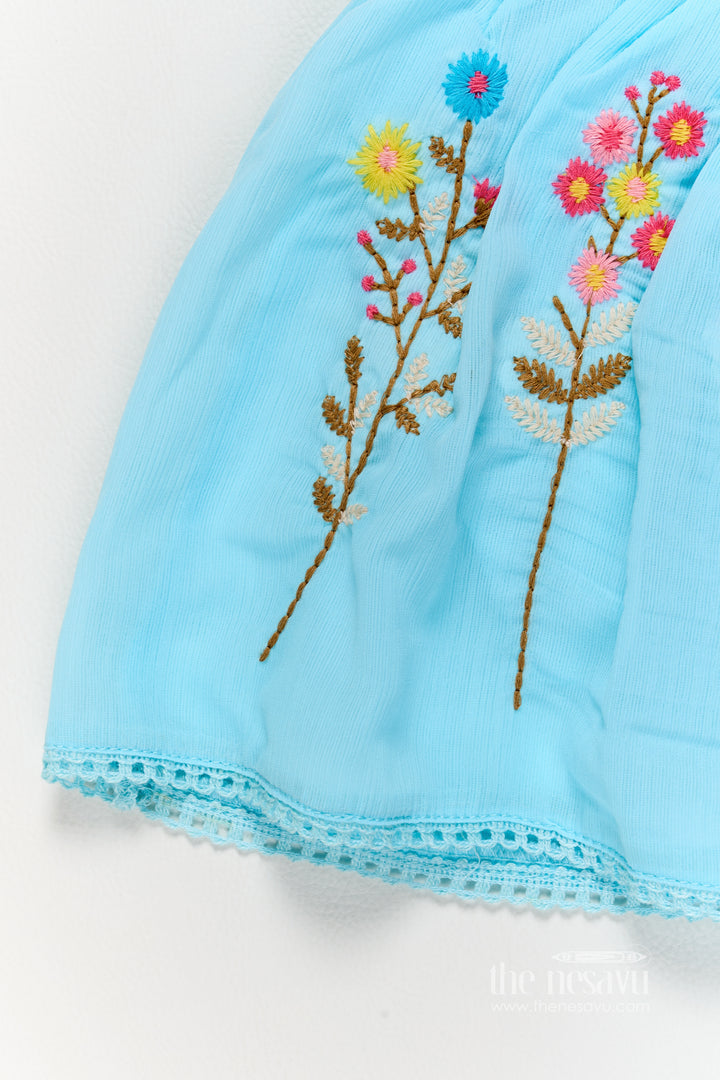 Designer Frock for Girls in Blue with an Occasion Ready Finish