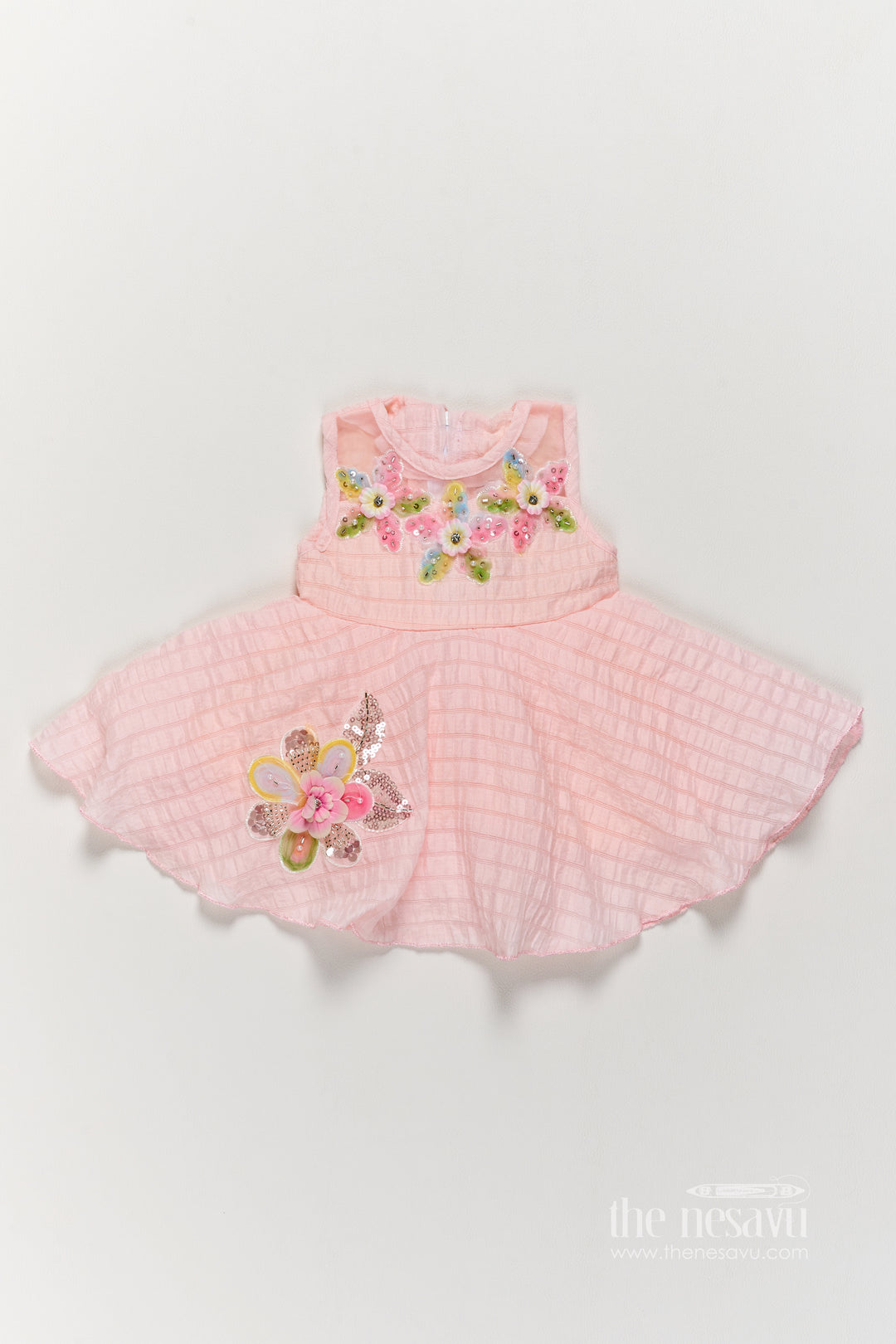 Party Frock for Girls in Peach for Celebrations and Photos
