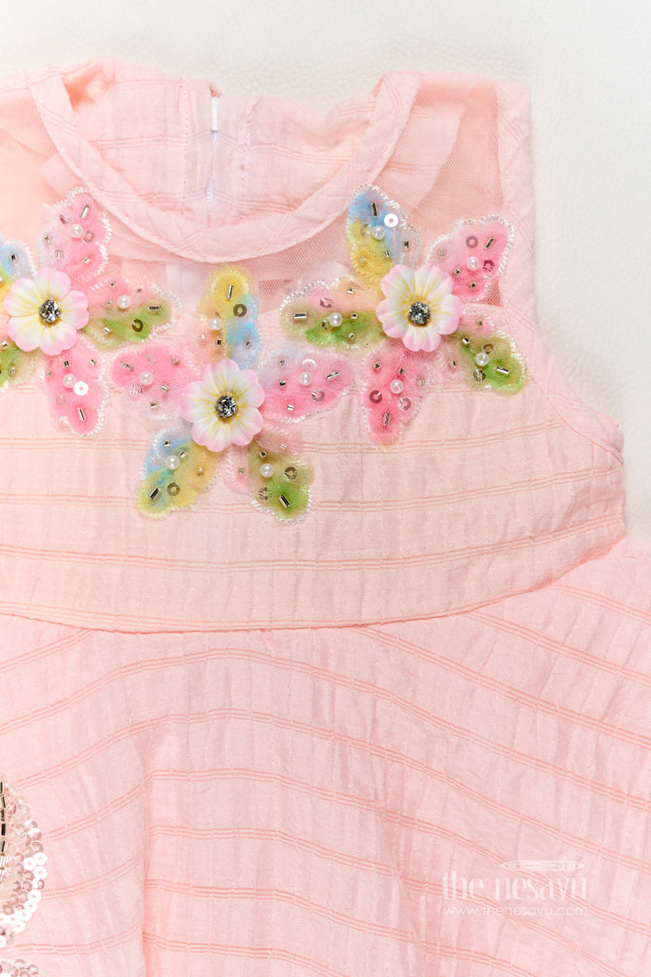 Party Frock for Girls in Peach for Celebrations and Photos