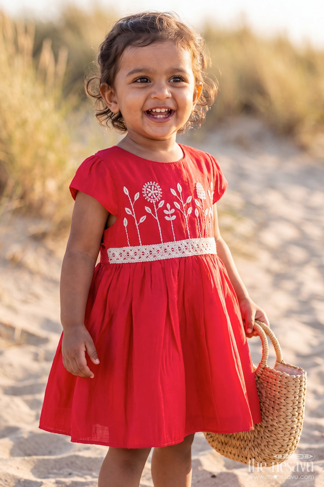 Designer Frock for Girls in Red with an Occasion Ready Finish