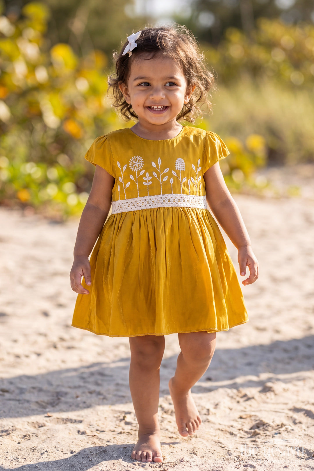 Party Frock for Girls in Yellow for Milestone Days
