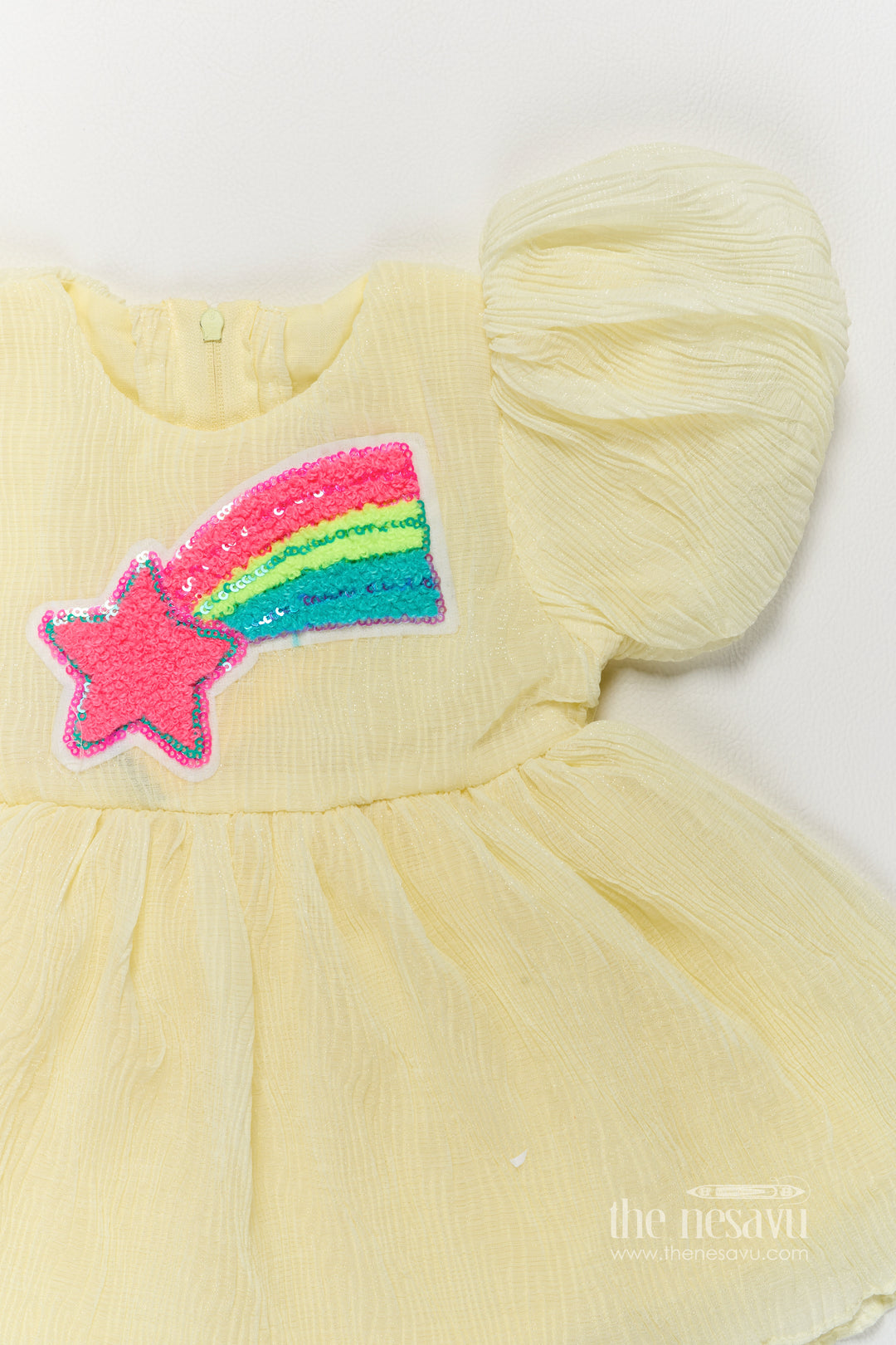 Girls Fancy Frock in Yellow with Smart Tailoring